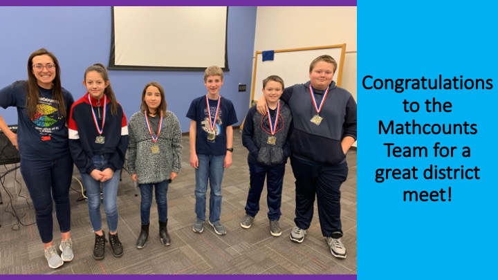 Mount Jordan's Math Count Team at the district competition